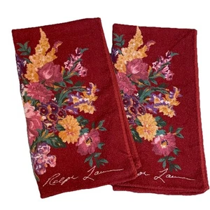 Ralph Lauren Kirsten Floral Bath Towel Set of 2 Brick Red 100% Cotton New w Tag - Picture 1 of 8