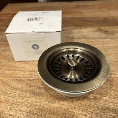 Nuevo en caja: Colador de canasta Whitehaus RNW35 de latón antiguo de 3-1/2" Foto 1 de 4