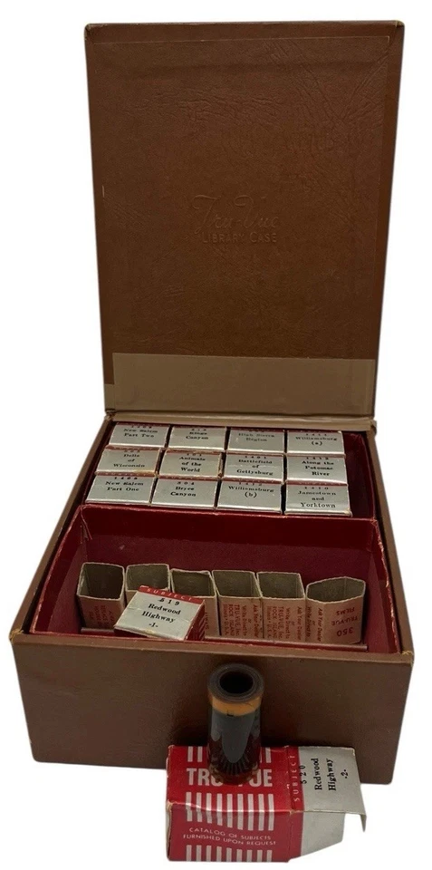 Tru-Vue Stereoscope 35mm Film Strips Only 14 Rolls Case Circa 1940's Mid-Century - Image 1 of 4