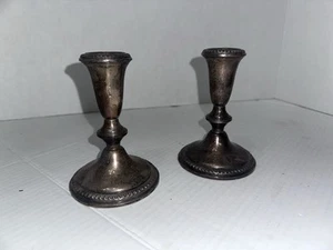 Vintage Empire Sterling Silver Weighted Candlestick Candle Holders Antique  - Picture 1 of 7