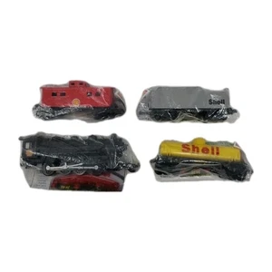 Vintage ALL ABOARD The RIGHT TRACK Diecast SHELL OIL TRAIN CARS 1990 Promo 4pc - Picture 1 of 6