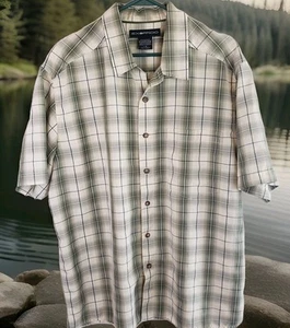 Exofficio Men's  Large Short-Sleeve Button-Down Shirt Green Plaid - Picture 1 of 16