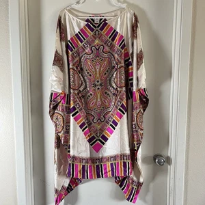 Vintage Cache 100% Seide Kaftan Kleid Gr. S bunt OHNE GÜRTEL Boho - Bild 1 von 9