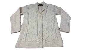 INIS CRAFTS 100 % MERINOWOLLE HANDGESTRICKT FISCHER ZOPFMUSTER CARDIGAN DAMEN M 3h - Bild 1 von 9