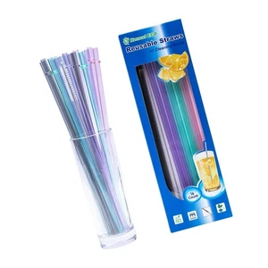 10,5 Zoll Wiederverwendbare Hartplastik Strohhalme mit Reinigungsbürste 0,39 Zoll und 0,29 Zoll... - Bild 1 von 8