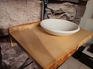 Ahorn Waschtisch Massivholz Platte m. Baumkante Gäste WC Bad Waschbecken Holz - Bild 1 von 8