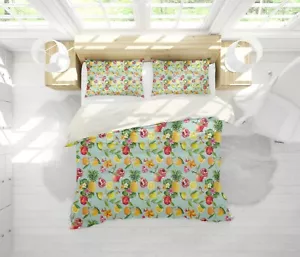 3D Fruits Floral Leaves Pattern Quilt Cover Set Duvet Cover Bedding Pillowcases - Picture 1 of 6