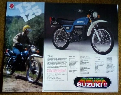 Suzuki TS-100 TS-125 1976 folleto de ventas triple pliegue Foto 1 de 2