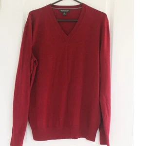 Banana Republic Merinowolle V-Ausschnitt Langarm Pullover weinrot adrett Büro - Bild 1 von 5