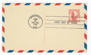 US #UXC3 First Day of Issue FDC 1960 Airmail, Postal Card, Minneapolis, 5c Eagle - Picture 1 of 1