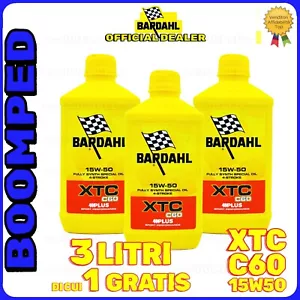 Bardahl Bardhal XTC C60 15w50 Moto Olio Motore Sintetico jaso ma2 3 LITRI 03BD59 - Foto 1 di 5
