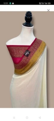khaddi Georgette pure silk saree premium luxury collection - Image 1 of 4