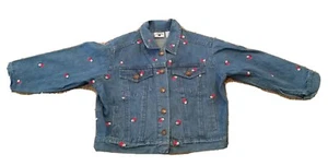 Girls Hartstrings Blue Jean Jacket Sz 6X embroidered Butterflies Pockets Vntg - Picture 1 of 8