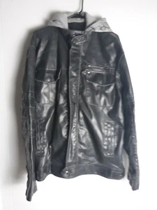 BKE Faux Leather Full Zip Jacket With Hood Mens Size XL - Picture 1 of 12