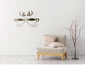 Coffee Cup Decal Coffee Themed Decor Kitchen Wall Decals Home Wall Art 18x11.5 - Picture 1 of 3