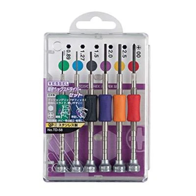 Not Applicable VESSEL Precision Hex Driver Set, 6 Pieces, TD-58 Screwdrivers - Image 1 of 4