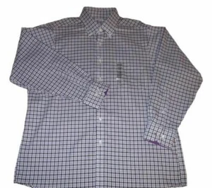 Izod Herren 33-16,5 lila schwarz weiß kariert Langarm Flip Manschette Neu mit Etikett Hemd - Bild 1 von 7