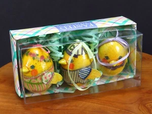 Vintage Osterei Ornamente Decoupage Küken Baby Huhn Vogel 3 Papiereier '95 - Bild 1 von 12