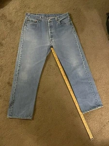 VINTAGE 90'S MENS LEVIS 501XX--33 X 27--MED BLUE-made in USA--WPL 423 - Picture 1 of 10