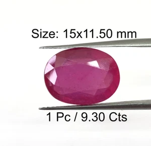 Piedra preciosa ovalada rubí real de 9,30 quilates tamaño 15x11,50 mm superficie limpia 5309 - Imagen 1 de 6
