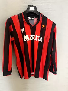 LOTTO AC MILAN VINTAGE HOME LONG SLEEVED FOOTBALL SHIRT 1993-94 BOYS 3XL - Picture 1 of 8
