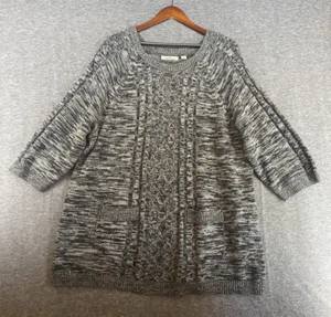 Jason Maxwell Womens Knit Sweater Top Plus Sz 3X Black Grey 3/4 Sleeves Pullover - Picture 1 of 12