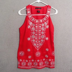 Grace Elements Top Womens Small Tank  Embroidered Silver Sequin Sleeveless Shirt - Picture 1 of 8