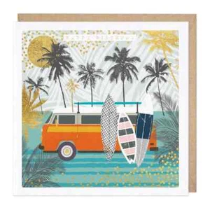 Whistlefish Campervan Beach Birthday Card Surf Surfing VW Van Camping - Picture 1 of 1