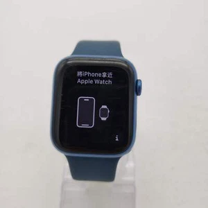 GPS Only Apple Watch Series 7 45MM BLUE Aluminum Blue Sport Band MKN83LL/A - Photo 1 sur 7