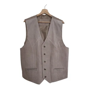 Giubbotto scamosciato vintage anni 90 gilet vera pelle scamosciata retrò unisex beige L 40 XL 42 - Foto 1 di 5
