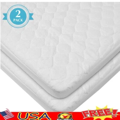 Funda Almohadilla Colchón Mini Cuna Acolchada Impermeable 2 Unidades Suave Cómoda Silenciosa Foto 1 de 4
