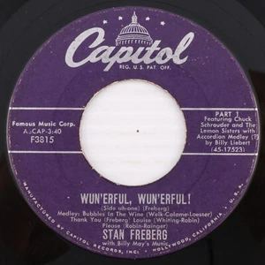 Stan Freberg – Wun'erful, Wun'erful! - 1957 45 rpm 7" Single Vinyl Record F3815 - Picture 1 of 21