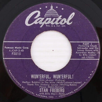 Stan Freberg – Wun'erful, Wun'erful! - 1957 45 rpm 7" Single Vinyl Record F3815 Foto 1 de 4