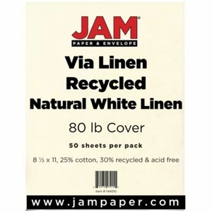 JAM Paper 80lb 8.5 x 11 Natural White Linen 50 Sheets - Picture 1 of 1