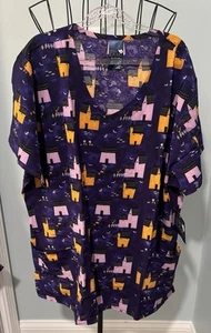 Zoe + Chloe Extra Large XL Women’s Scrub Top Purple “Trick or Treat” Halloween - Picture 1 of 10
