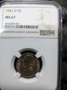 💎💎1941 D 5c NGC Graded MS67 It Does Have 6 Full Steps! Gorgeous Coin!💎💎 - Picture 1 of 4