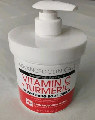 ADVANCED CLINICALS VITAMIN C + TURMERIC Brightening FACE BODY & CREAM 15 fl oz - Image 1 of 4