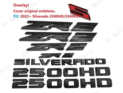 OVERLAY 7 peças grade traseira preta fosca para-lama ZR2 2500HD emblemas Silverado 2024+ - Imagem 1 de 4