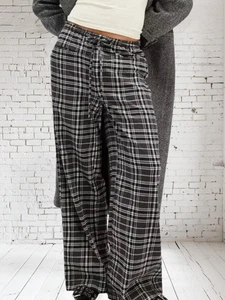 Free People Hose Hudson Canyon kariert lässig weites Bein Hose - XS - UVP 88€ - Bild 1 von 16