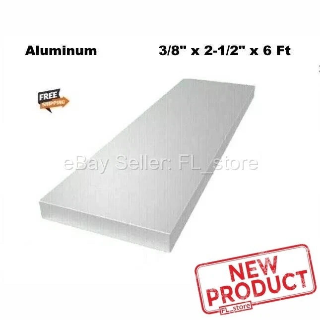 Barra de acabado sin pulir de aluminio de 3/8" x 2-1/2" x 6 pies 72 pulgadas de largo NUEVO Foto 1 de 4