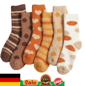 6x Kuschelsocken Damen Antirutsch Stoppersocken warme Wintersocken Plüschsocken - Bild 1 von 7