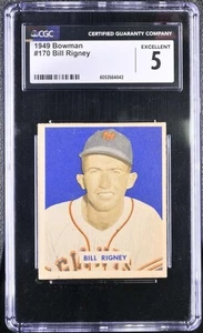 1949 BOWMAN #170 BILL RIGNEY CGC 5 EXCELLENT NY GIANTS 5507 - Picture 1 of 2