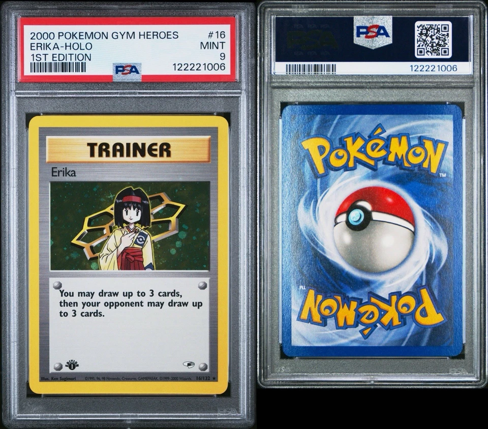 2000 1st Ed Gym Heroes Erika 016/132 Holo PSA 9 - Image 1 of 1