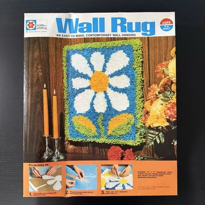 Vtg Wall Rug Wall Hanging Kit 1970s Daisy Flower 14” x 17” NOS Milton Bradley - Image 1 of 4