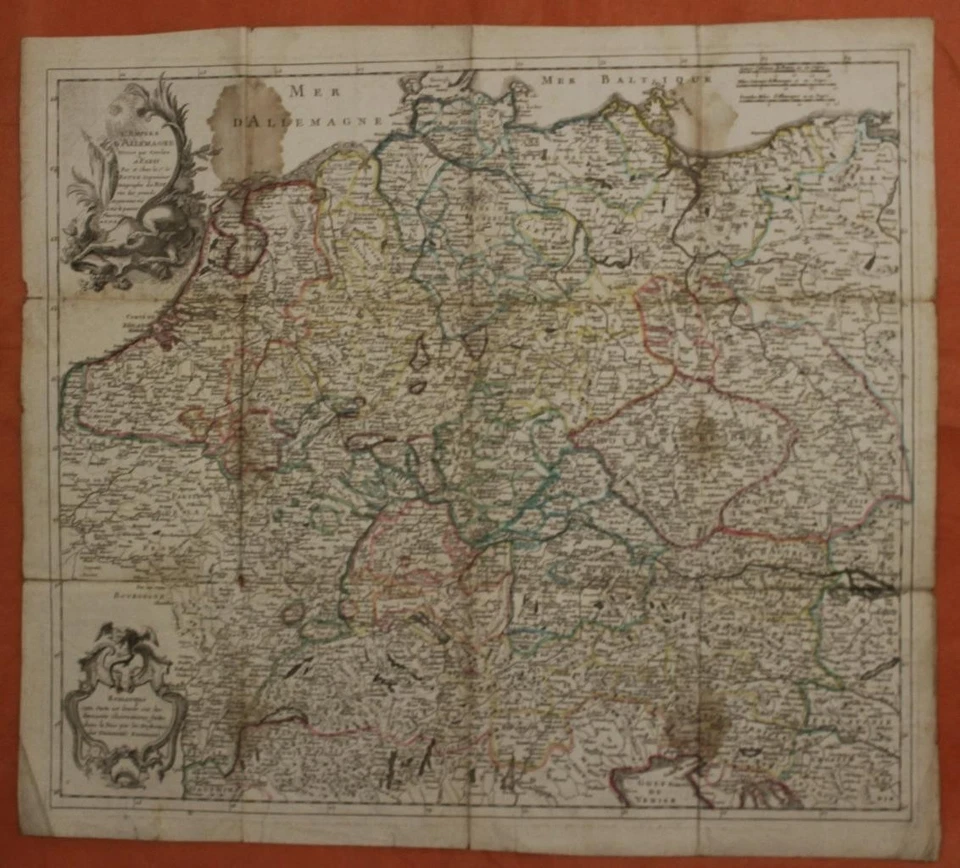 GERMANY & CENTRAL EUROPE 1742 LE ROUGE UNUSUAL ANTIQUE COPPER ENGRAVED MAP - Image 1 of 1