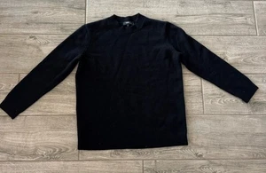 Theory Womens M Relaxed Crew Neck Black Block 3ply Cashmere Sweater WORN 1x $364 - Picture 1 of 7