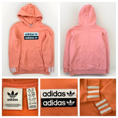 Adidas Niños Naranja Claro Sudadera con Capucha Talla Mediana 11-12y Sudadera Niños Tres Rayas Foto 1 de 4