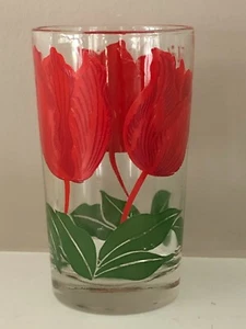 Vintage Red Tulips Juice Swanky Swig Glass 3.75 inches Excellent - Picture 1 of 2