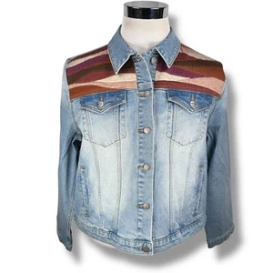 Driftwood Arizona Sunrise Denim Jacket Women’s 1X Blue Jean Sunset Button New - Picture 1 of 11