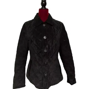 Abrigo Chaqueta Acolchada Eddie Bauer Para Mujer Cuero Gamuza Negra Talla M Forrada Aislada - Imagen 1 de 13